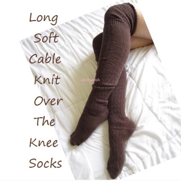 Cable Knit Over The Knee Sock Boot Cuff Thigh High - Picture 4 of 4