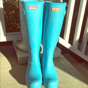 Hunter Boots Size 8 Teal Blue women's