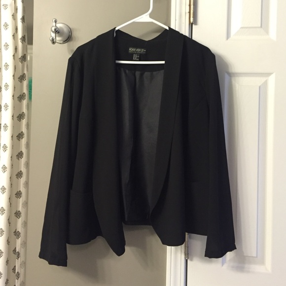 Forever 21 Plus 2XL Black Sheer Blazer w/ Pockets