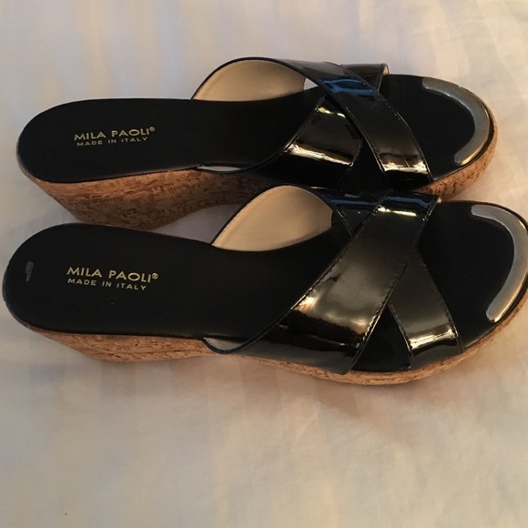 Black patent slides size 10