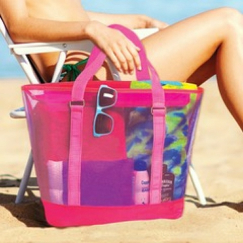 Two tone mesh tote