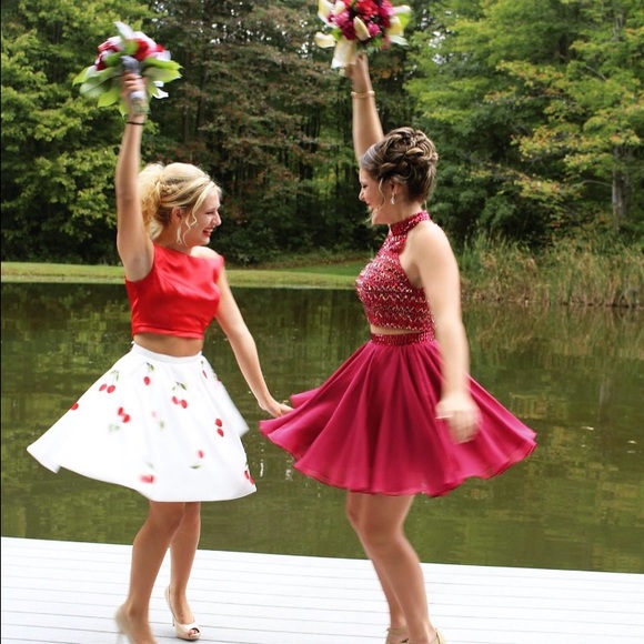 Pink Sherri Hill 2 piece homecoming prom dress
