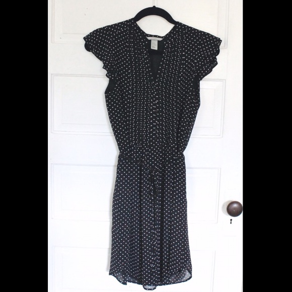 H&M, chiffon black and white polka-dot dress