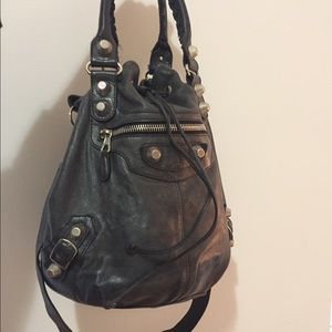 Balenciaga giant pompon bucket bag