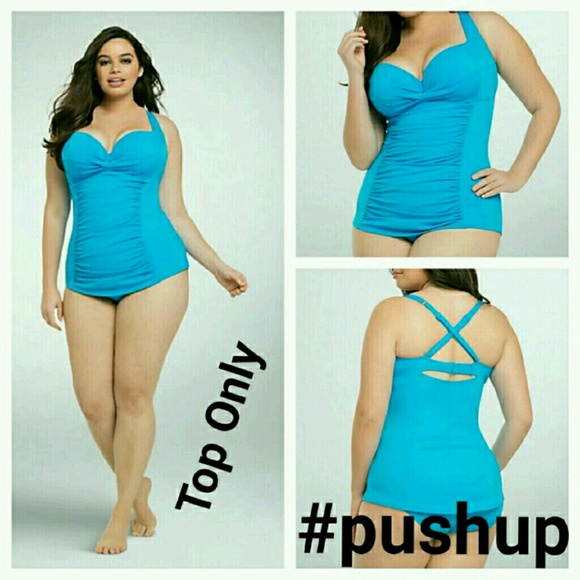 torrid Other - Torrid Ruched Tankini Top blue 0x L swimsuit bra