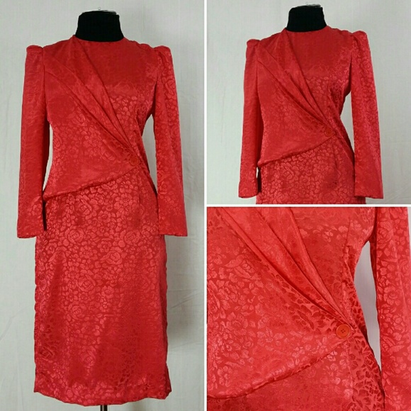 Stylish 80s Vintage Red Dress