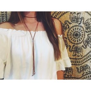 Adjustable Brown and Sliver Suede Choker