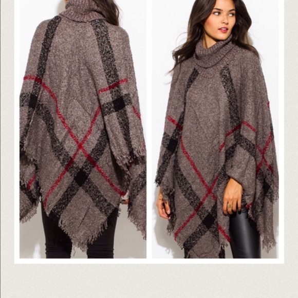 Beautiful plaid ponchos in an array of colors - Picture 4 of 4
