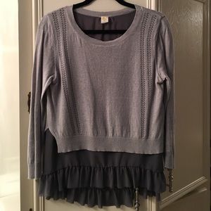 Anthropologie grey layered sweater