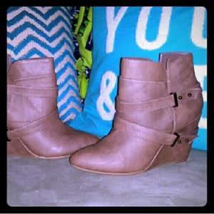 Tan Wedge Booties