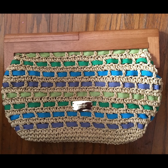 NINE WEST STRAW COLORFUL CLUTCH
