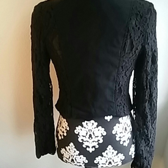 Black front side zipper spandex&cotton jacket - Picture 2 of 2