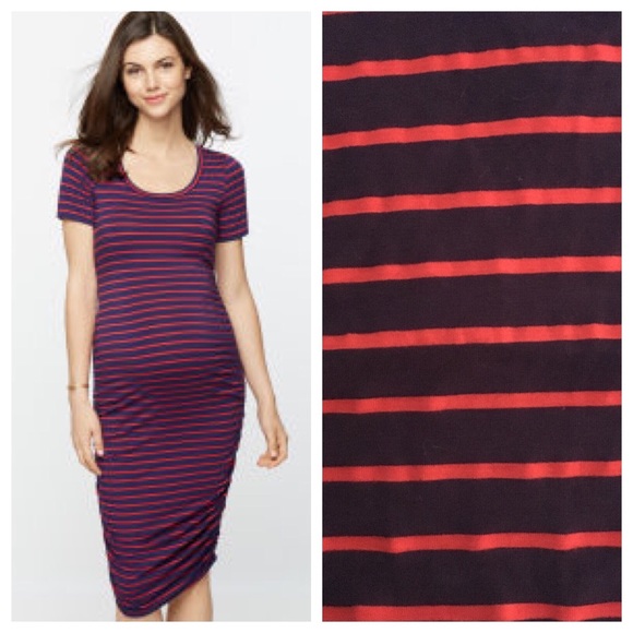 A Pea in the Pod Blue/Red stripe Maternity Dress