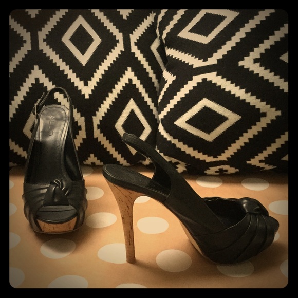 Aldo Peep-Toe Slingback Platform Heels Sz 38 7.5/8