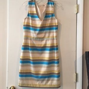 Striped v neck sheath dress
