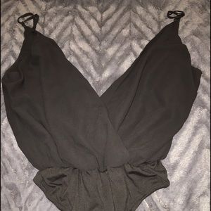 Black low cut one piece
