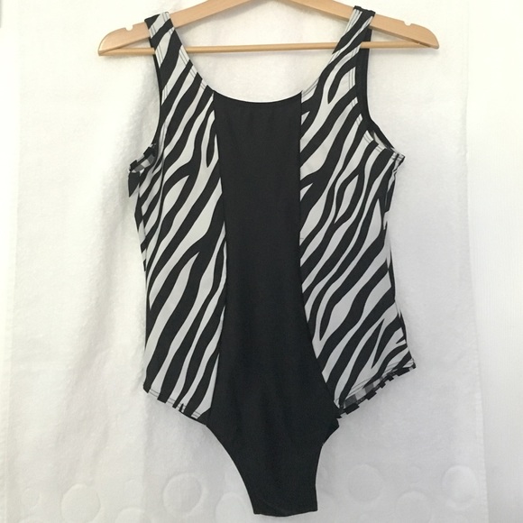 Zebra print one piece swim suit