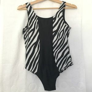 Zebra print one piece swim suit