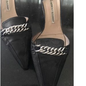 Manila Blahnik Black shoes, size 38,w/chain detail