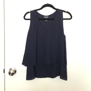Double layer vneck silk shell