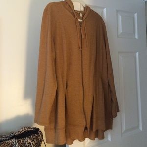 LOGO by Lori Goldstein pleated hooded zip up