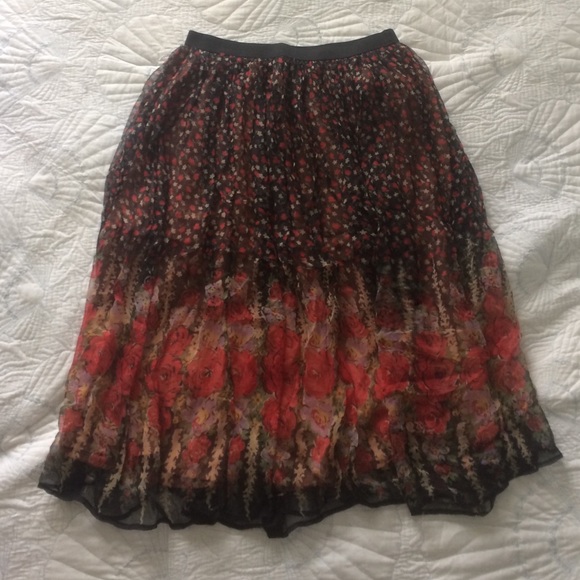 Anthropologie floral midi skirt