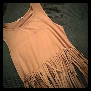 Vegan suede with fringe tank