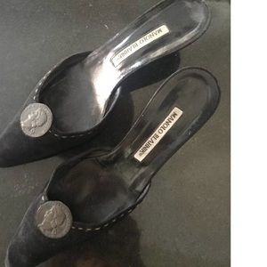 Manolo Blahnik women's shoes,black suede, size 38