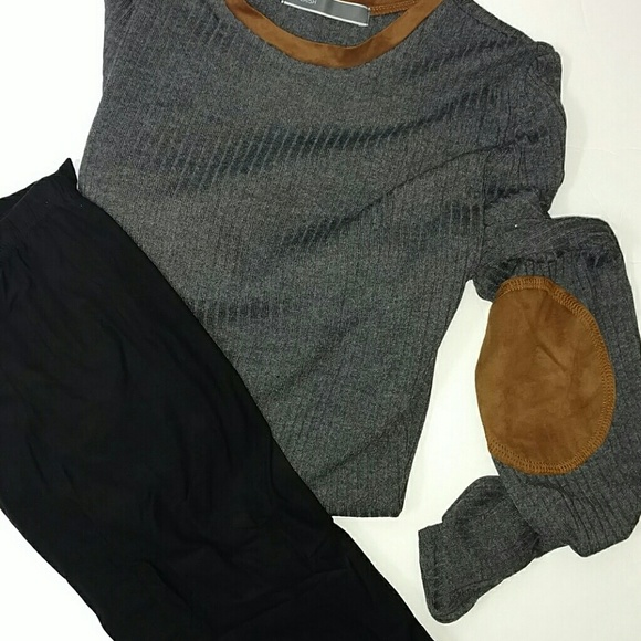 SOFT Ribbed Knit Hi-low Top w/Suede - Picture 4 of 4