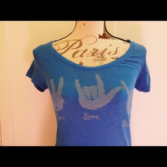Threads 4 Thought Tops - Super Soft Peace Love Rock Sign Language Tee Sz M Threads 4 Thought Tops - Super Soft Peace Love Rock Sign Language Tee Sz M