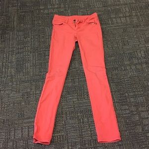Coral skinny jeans (sized 3-4R)