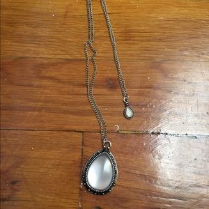 Silver and opal pendant set