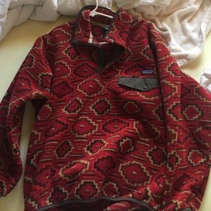 Red Pattern Patagonia Fleece Pullover
