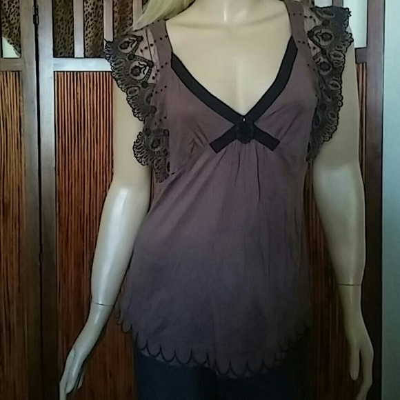 Ric Rac Anthropologie Brown Top Sz Med - Picture 1 of 4