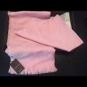 New Gucci GG jacquard pattern 100% wool knit scarf
