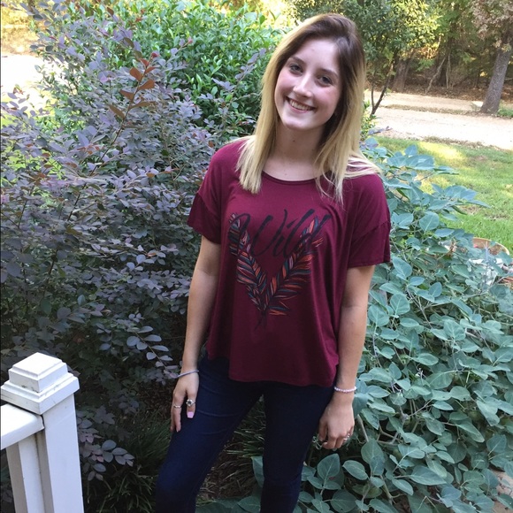 "Wild" Boho Tee with Feathers - Picture 2 of 2