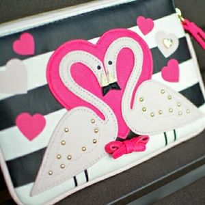 Betsey Johnson Flamingo Stripe Clutch Wallet