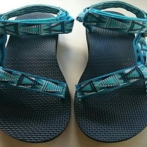 TEVA ORIGINALS TEAL GREEN SANDALS ARTIST SERIES