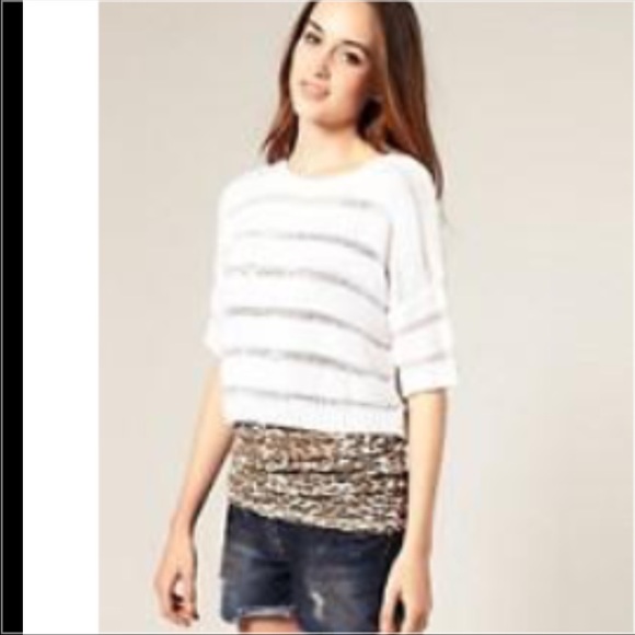 NWT ASOS RIVER ISLAND WT SH STR CROP SWEATER TOP 8