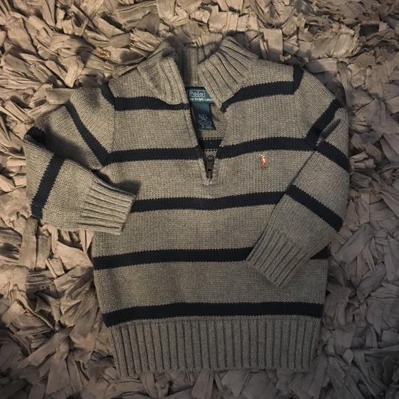 Polo grey and navy half zip pullover sweater