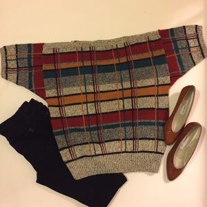 Vintage Liz Claiborne Plaid Boatneck Sweater