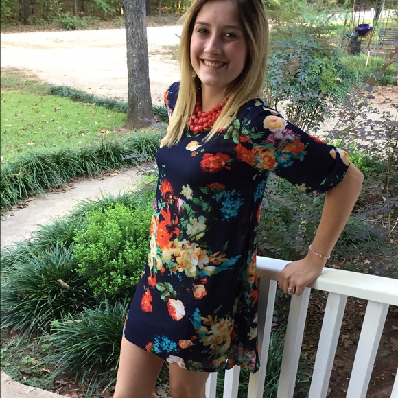 Navy Floral Boho Top/Dress - Picture 3 of 4