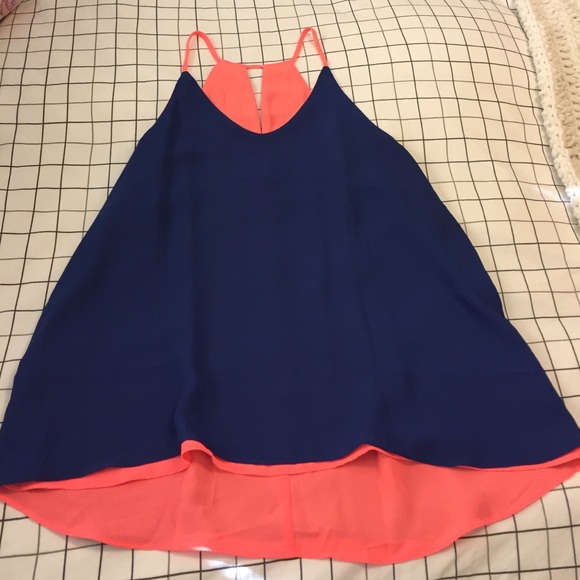 Blue and coral racer back top - Picture 1 of 2