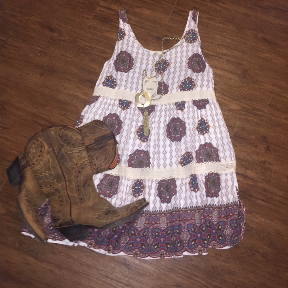Paisley print ruffle Boho Dress/Top