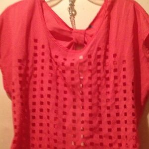 Coral Slit Back Shirt With Front Square Design