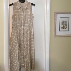 Vintage inspired beige button up dress
