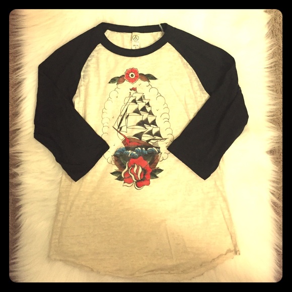 Burnout rockabilly/pin up shirt 3/4 sleeve