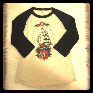 Burnout rockabilly/pin up shirt 3/4 sleeve