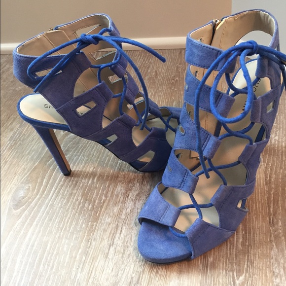 Shoemint Blue Suede Lace-Up Stiletto - Picture 2 of 4