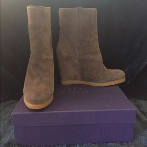 Stuart Weitzman Suede Wedge Booties